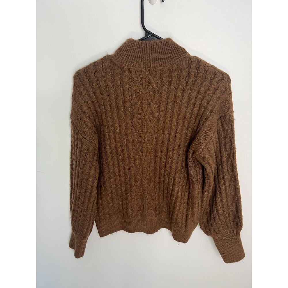 Vince‎ Camuto Women's Medium Rusty Orange Brown Fuzzy Sweater Pattern Cozy - Picture 2 of 6